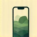 Icon representing digital wellness, showing a balance between technology and nature, maybe a smartphone embedded in a leaf.